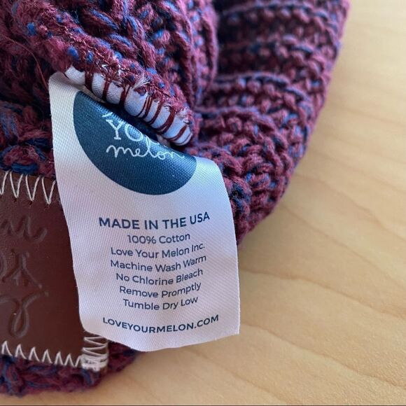 Love Your Melon-Burgundy Two Tone Mixed Knit Beanie - Picture 5 of 7
